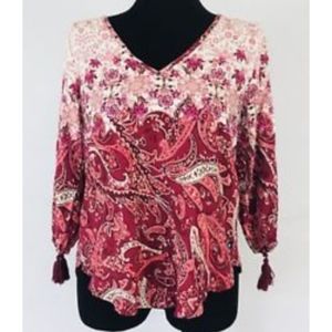 Hollister Blouse Floral Paisley hippie Boho Pink
